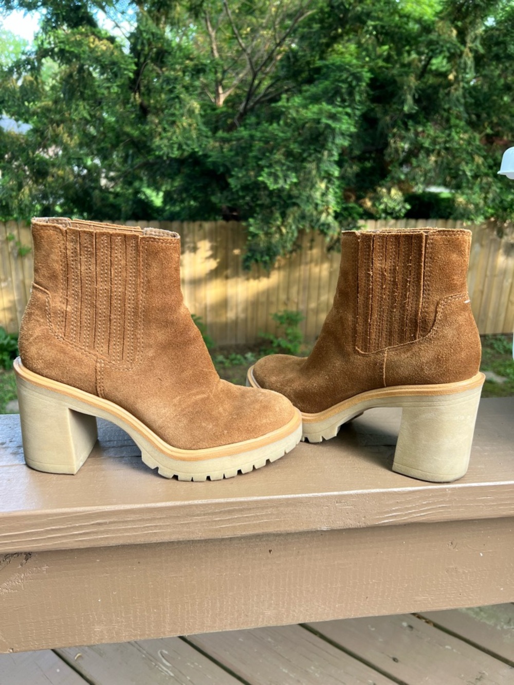 Dolce Vita Women’s Suede Chunky Heel Chelsea Boot - Brown 8.5